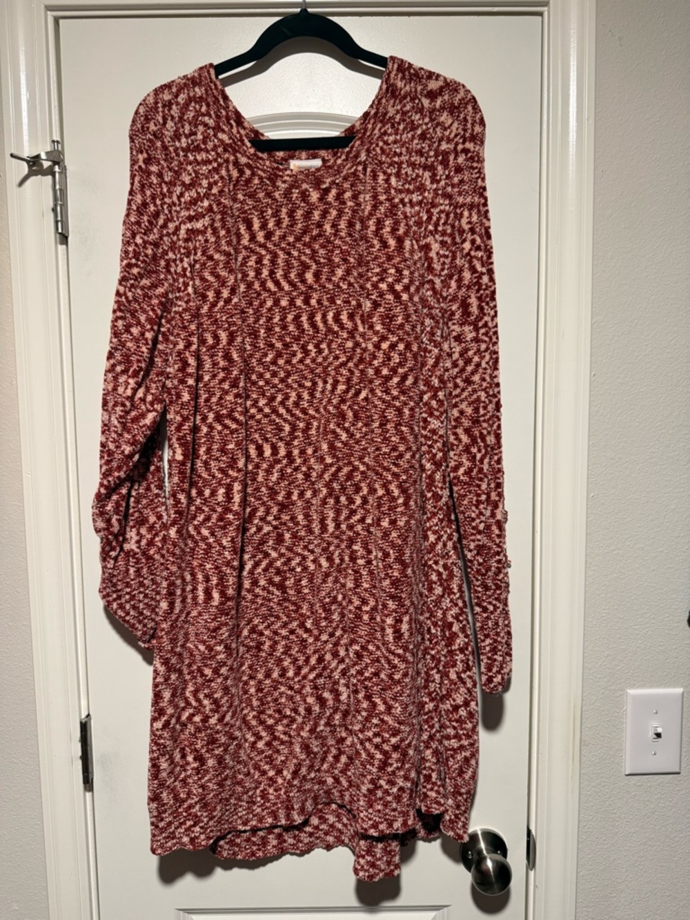LuLaRoe Marled Red and White Long Sleeve Sweater Dress
